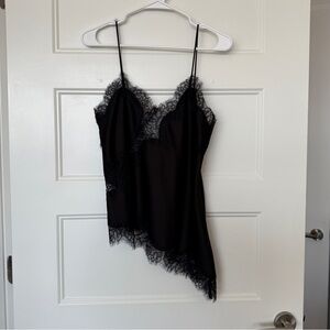 Zara Black Lace Trim Asymmetrical Slip Camisole